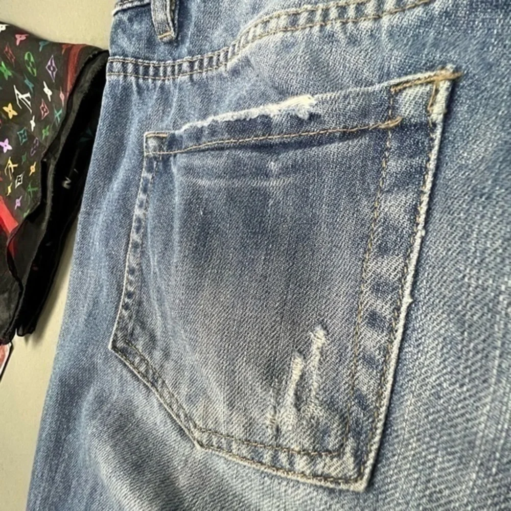 Thrashed Hige Faded Designer Denim Blue Ripped Jeans Stitching and Patchwork 💎 - Picture 14 of 16